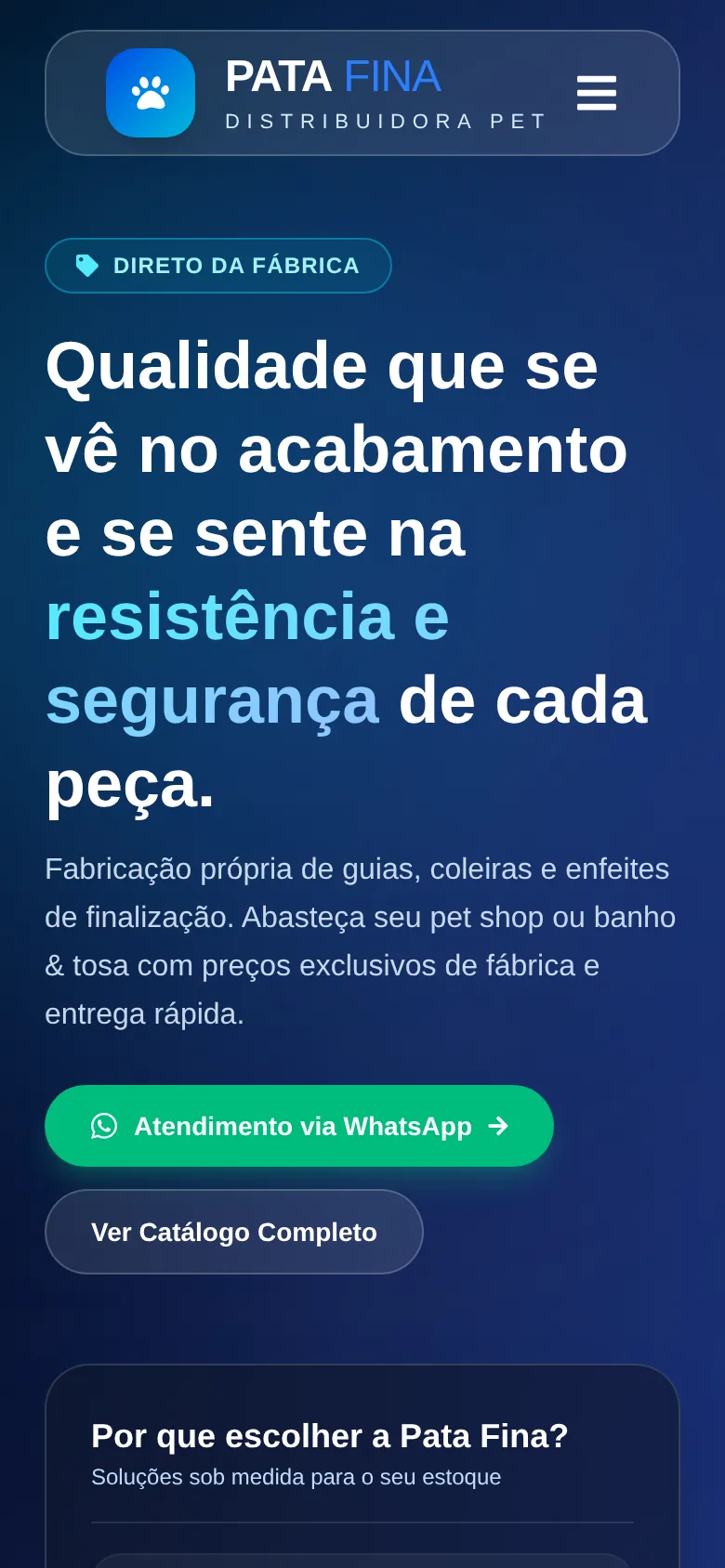 Pata Fina — Distribuidora pet, tela 3